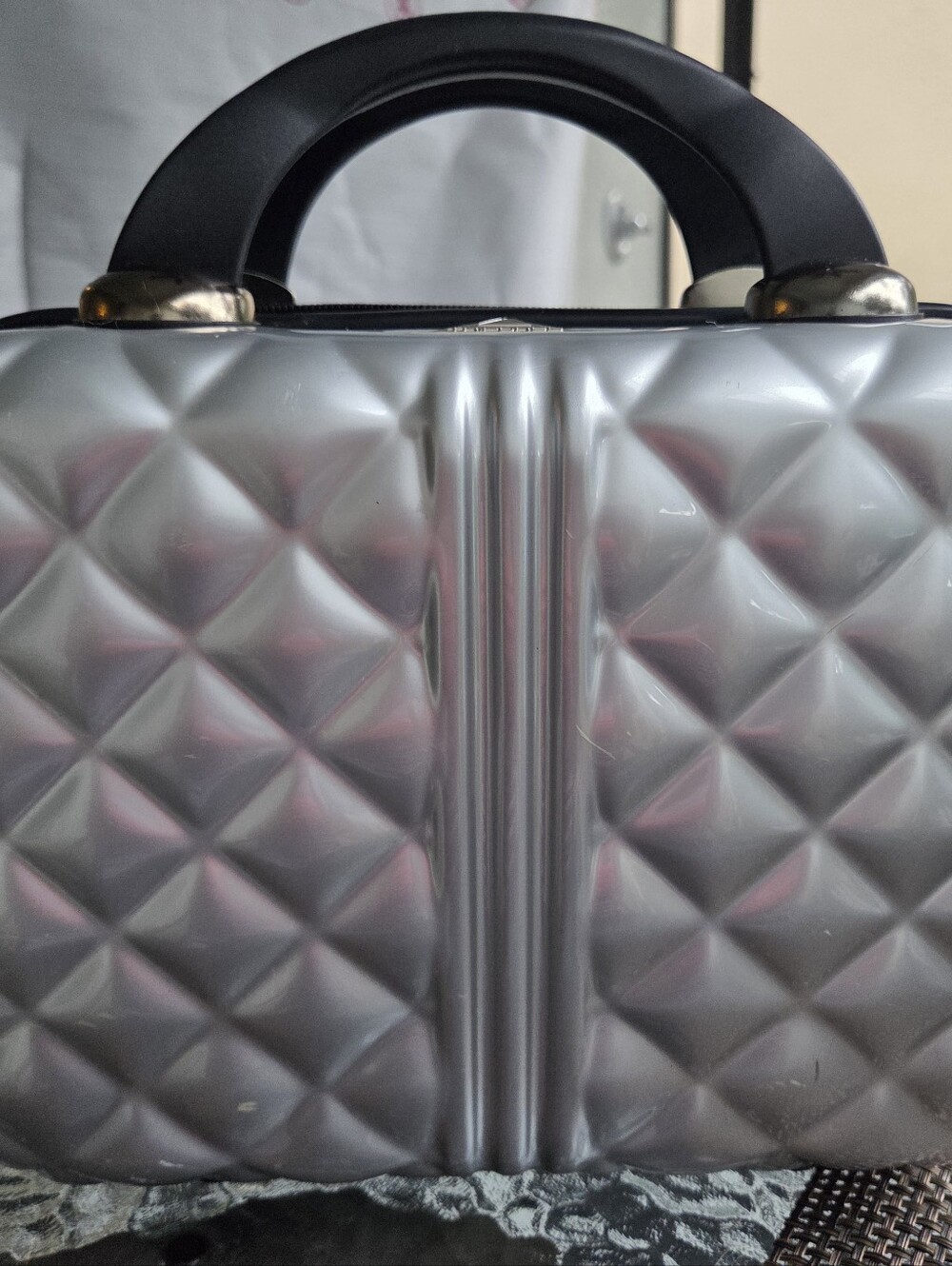 Triforce Elite Metallic Silver Quilted Top-Handle Women’s Bag